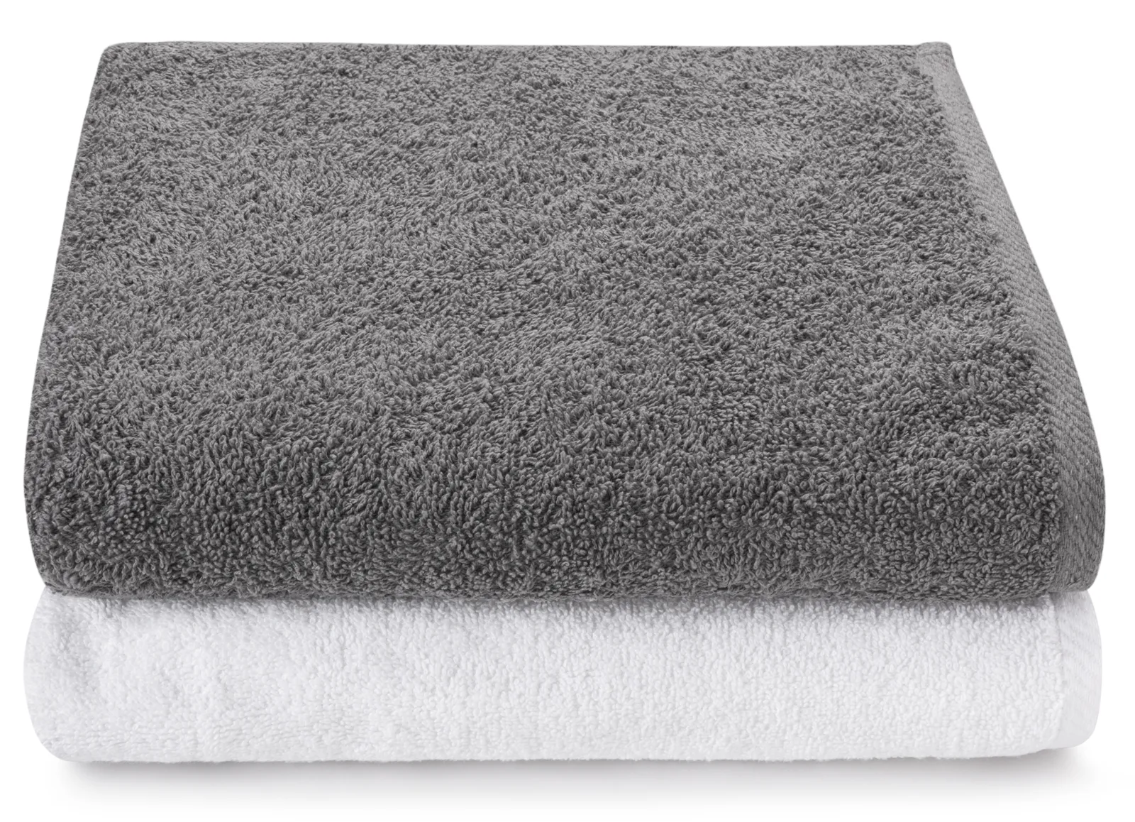 Zestaw 2 dużych ręczników kąpielowych Parma 150×100 cm white, gray 500 g/m², dla wysokich osób