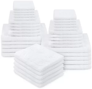 super duży zestaw 35 sztuk białych, bawełnianych ręczników tango hotel 400 g/m²