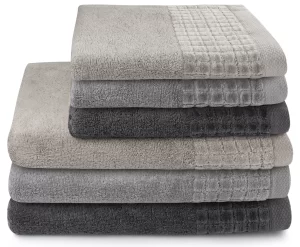 Zestaw 6 sztuk eleganckich i grubych ręczników Larissa Gentle Grey 500 g/m²