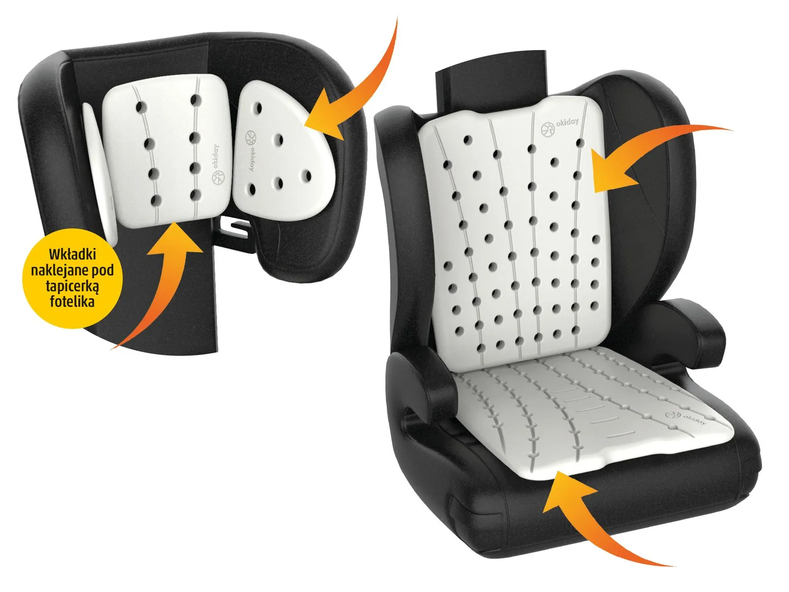 Zestaw Okiday XL: zagłówek, oparcie, siedzisko akcesoria podróżne do fotelika samochodowego