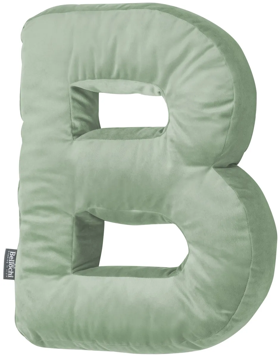 Poduszka dekoracyjna literka B oliwkowa