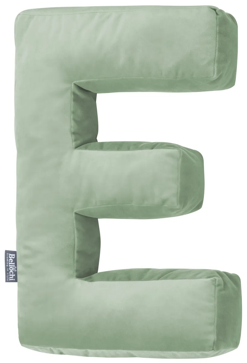 Poduszka dekoracyjna literka E oliwkowa