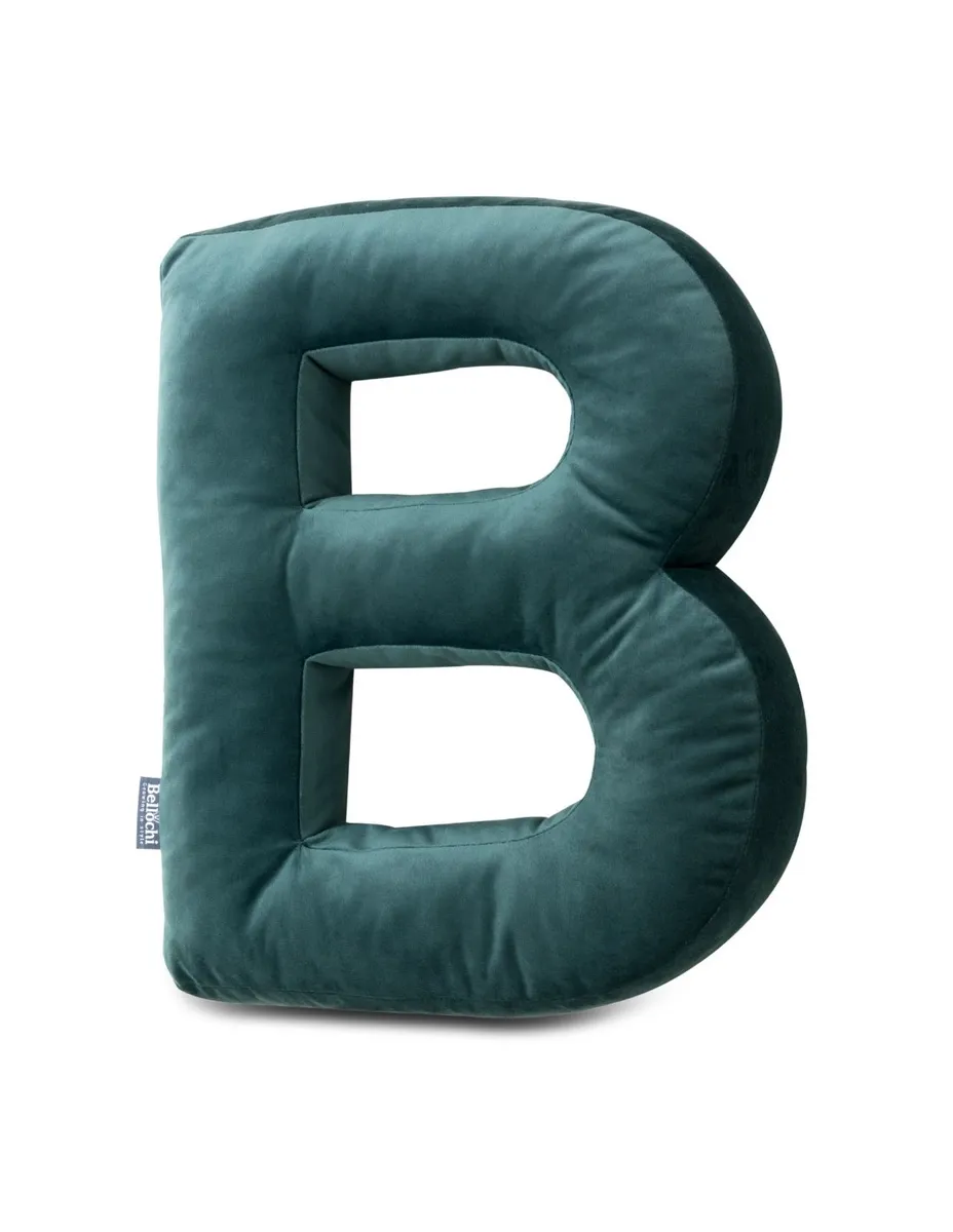 Poduszka dekoracyjna literka B zielona