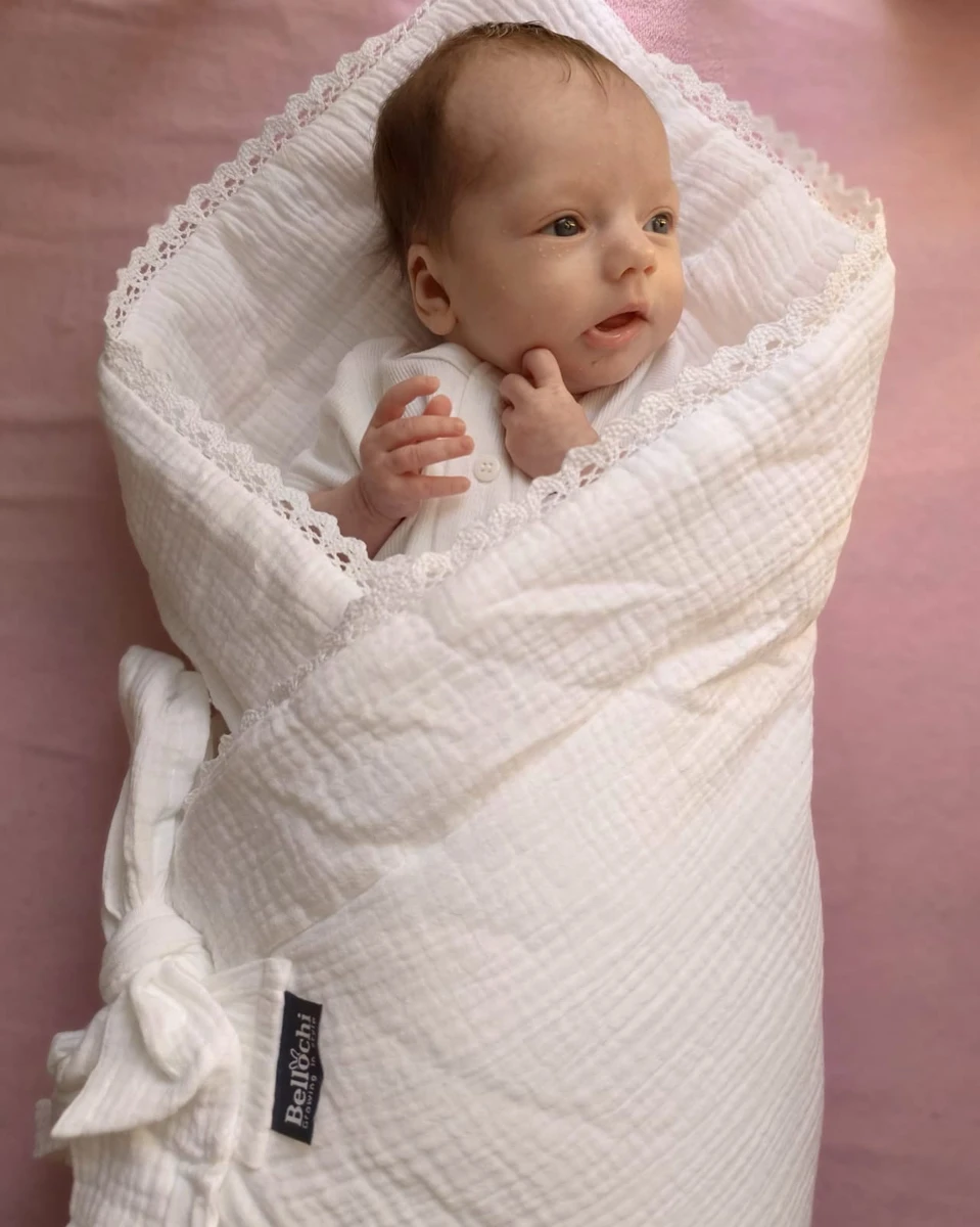  Rożek niemowlęcy 75 x 75 cm Cuddly Muslin White Bellochi 1