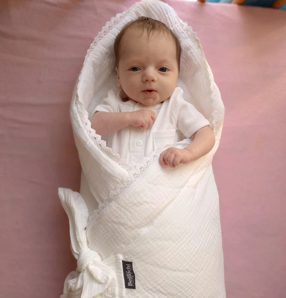  Rożek niemowlęcy 75 x 75 cm Cuddly Muslin White Bellochi 2